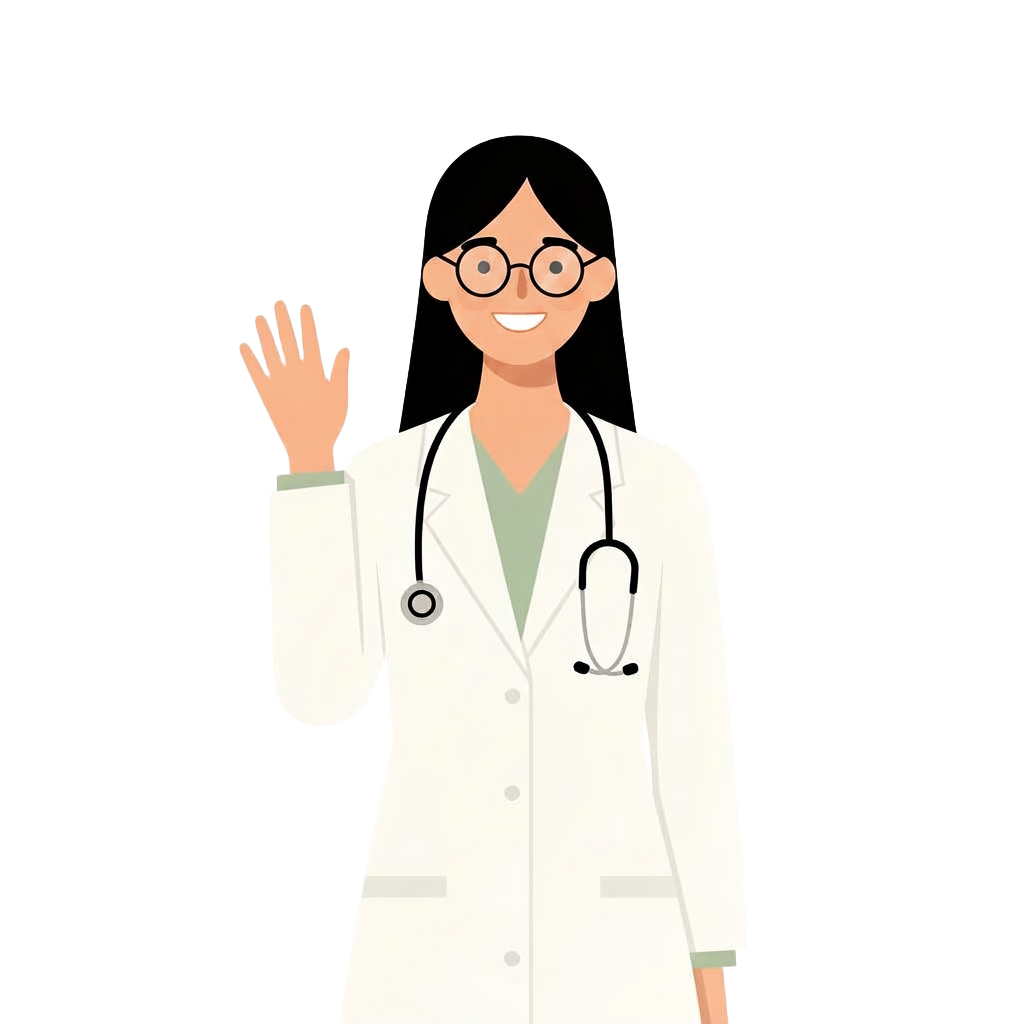 Illustration du Dr Zennaro, médecin généraliste, faisant un geste de bienvenue